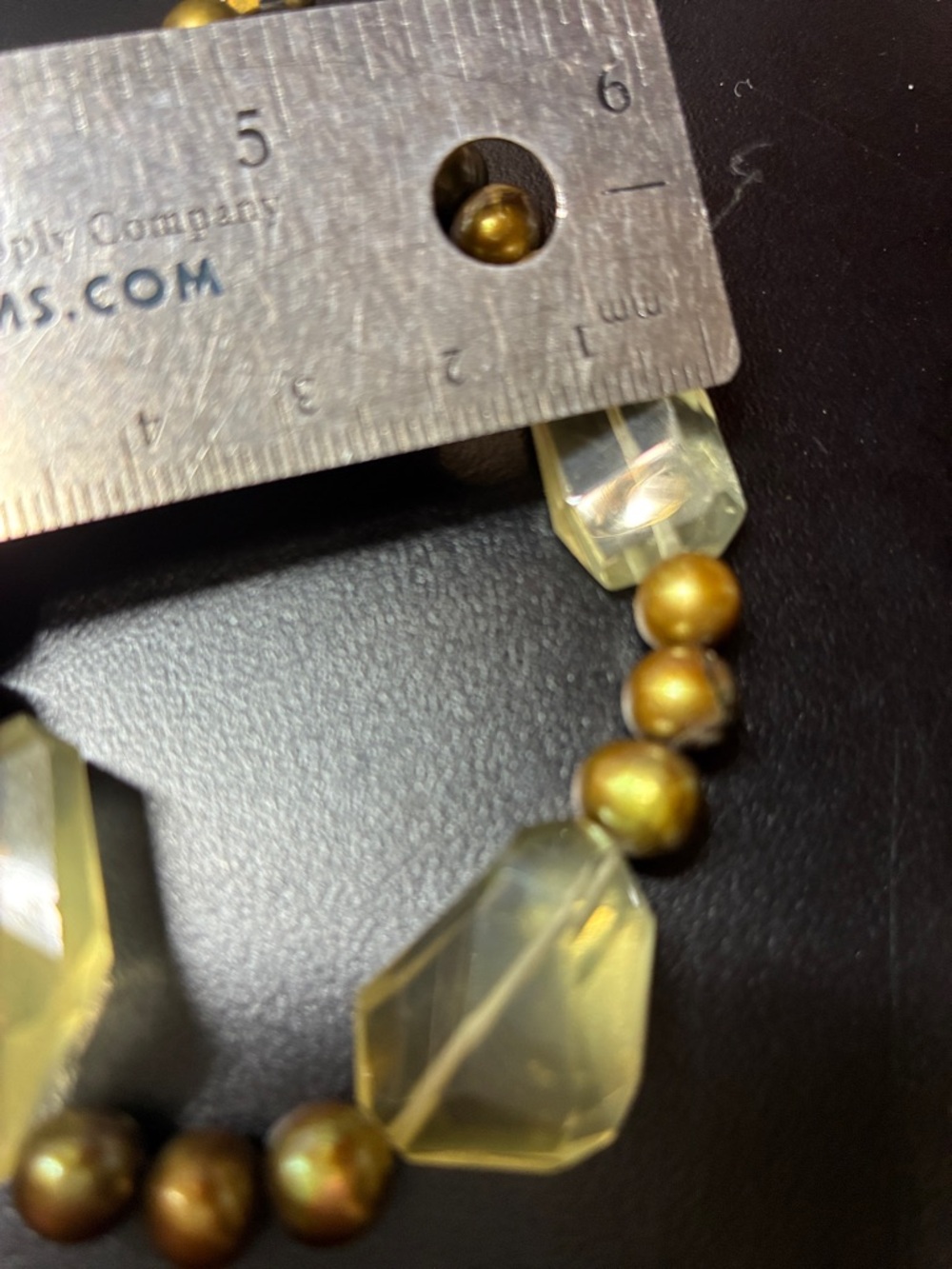 Israeli Cut natural lemon quartz gemstone and pearl magnetic clasp Bracelet - Picture 13 of 16